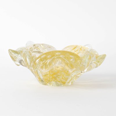 Gold Leaf Murano Glass Bowl with Pestle from Barovier & Toso, 1960s, Set of 2-IXK-1436209