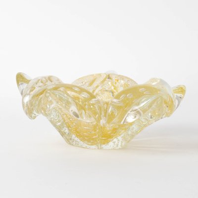 Gold Leaf Murano Glass Bowl with Pestle from Barovier & Toso, 1960s, Set of 2-IXK-1436209