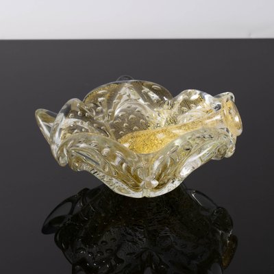 Gold Leaf Murano Glass Bowl with Pestle from Barovier & Toso, 1960s, Set of 2-IXK-1436209