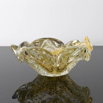 Gold Leaf Murano Glass Bowl with Pestle from Barovier & Toso, 1960s, Set of 2-IXK-1436209