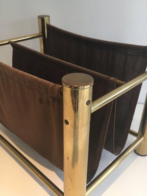 Gold Metal and Fabric Magazine Rack-BA-1365844