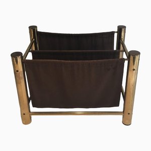 Gold Metal and Fabric Magazine Rack-BA-1365844