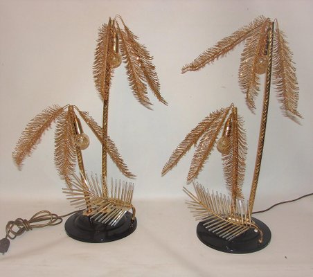 Gold Metal Table Lamps, 1960s, Set of 2-XHP-1241371