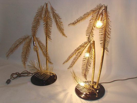 Gold Metal Table Lamps, 1960s, Set of 2-XHP-1241371