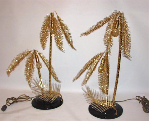 Gold Metal Table Lamps, 1960s, Set of 2-XHP-1241371