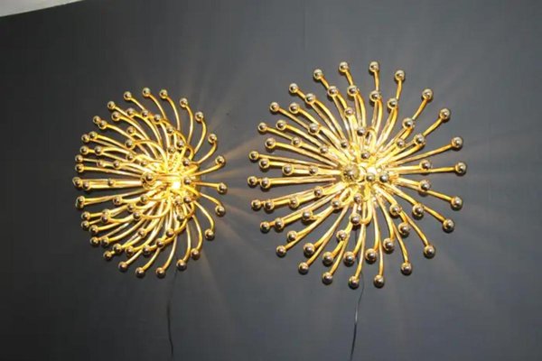 Gold Pistillo Wall Lamps by Valenti Milano, 1980, Set of 2-YF-1765564