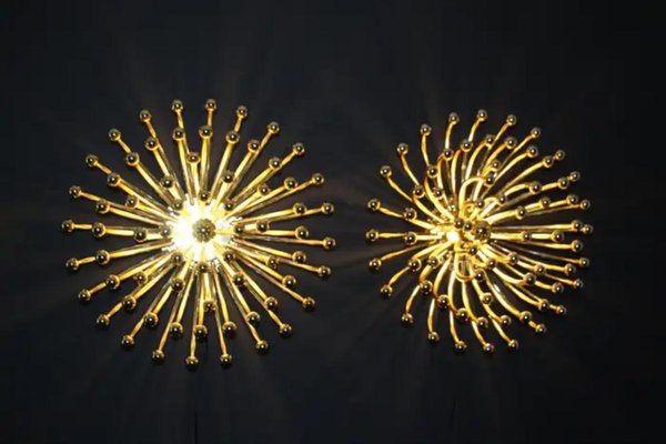 Gold Pistillo Wall Lamps by Valenti Milano, 1980, Set of 2-YF-1765564