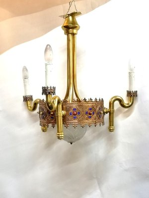 Gold Plated 3-Arm Chandelier by Jozsef Engelsz, 1970s-UWE-625689