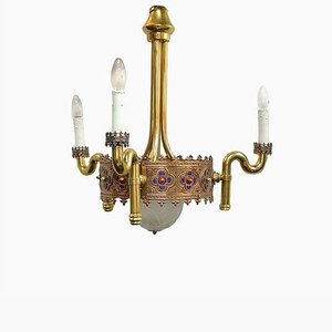 Gold Plated 3-Arm Chandelier by Jozsef Engelsz, 1970s-UWE-625689