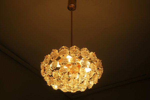 Gold-Plated Brass and Faceted Glass Chandelier from Kinkeldey, 1960s-ED-1763639