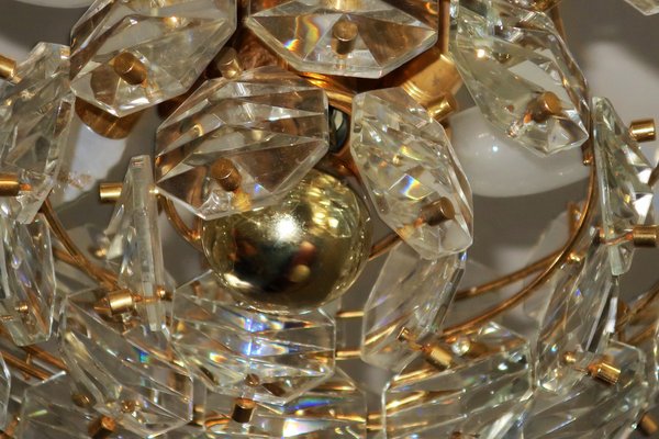 Gold-Plated Brass and Faceted Glass Chandelier from Kinkeldey, 1960s-ED-1763639