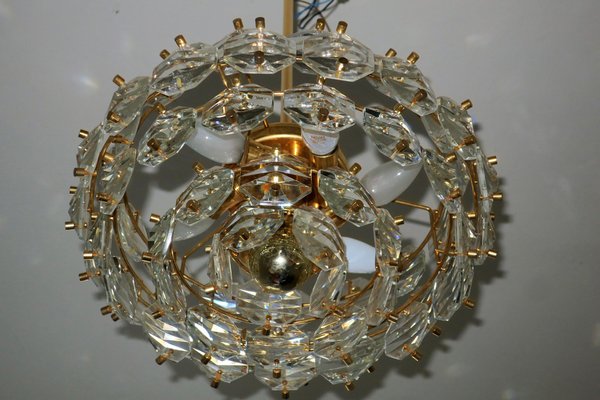 Gold-Plated Brass and Faceted Glass Chandelier from Kinkeldey, 1960s-ED-1763639