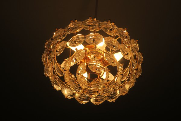 Gold-Plated Brass and Faceted Glass Chandelier from Kinkeldey, 1960s-ED-1763639