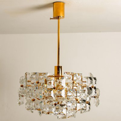 Gold-Plated Brass Crystal Glass Chandeliers from Kinkeldey, 1970s, Set of 2-VDW-1018074