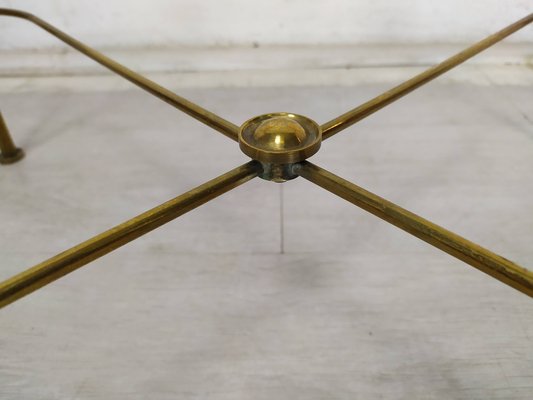 Gold-Plated Brass Ringed Side Tables, 1950s, Set of 3-EAD-1763389