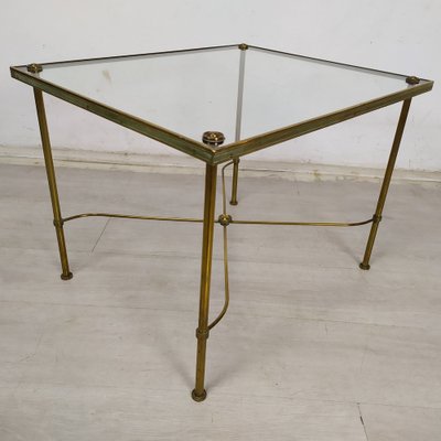 Gold-Plated Brass Ringed Side Tables, 1950s, Set of 3-EAD-1763389