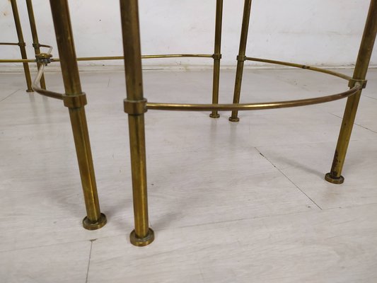 Gold-Plated Brass Ringed Side Tables, 1950s, Set of 3-EAD-1763389