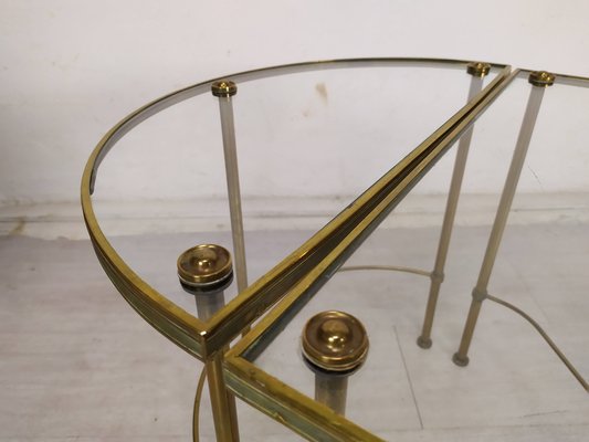 Gold-Plated Brass Ringed Side Tables, 1950s, Set of 3-EAD-1763389