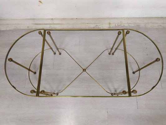 Gold-Plated Brass Ringed Side Tables, 1950s, Set of 3-EAD-1763389