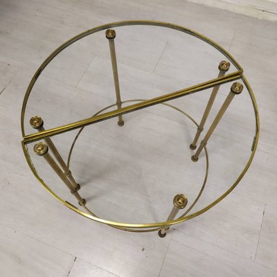 Gold-Plated Brass Ringed Side Tables, 1950s, Set of 3-EAD-1763389