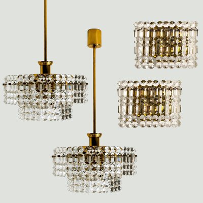 Gold-Plated Crystal Glass Chandeliers for Interna, 1960, Set of 4-VDW-910032