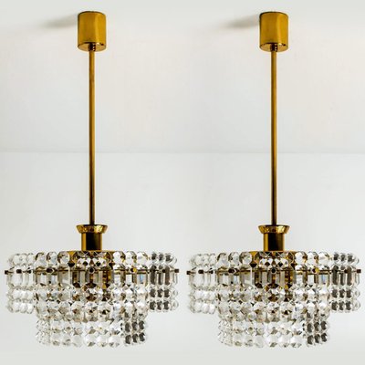 Gold-Plated Crystal Glass Chandeliers for Interna, 1960, Set of 4-VDW-910032