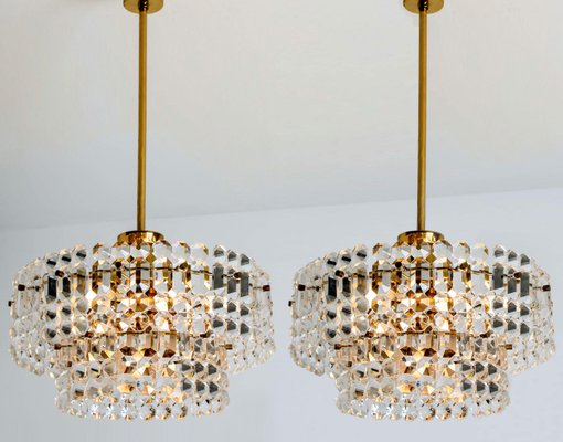 Gold-Plated Crystal Glass Chandeliers for Interna, 1960, Set of 4-VDW-910032