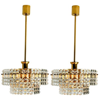 Gold-Plated Crystal Glass Chandeliers for Interna, 1960, Set of 4-VDW-910032