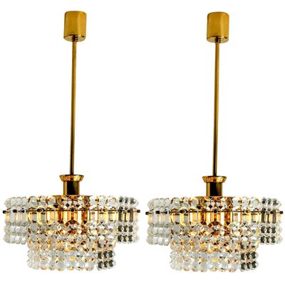 Gold-Plated Crystal Glass Chandeliers from Kinkeldey, 1970s, Set of 2-VDW-746855