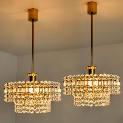 Gold-Plated Crystal Glass Chandeliers from Kinkeldey, 1970s, Set of 2-VDW-746855