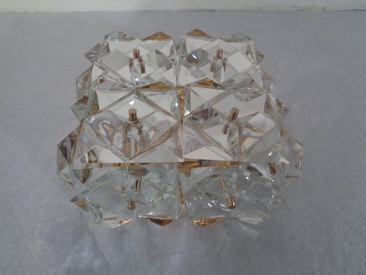 Gold-Plated & Crystal Glass Flush Mount Light from Kinkeldey, 1970s-RDW-692093