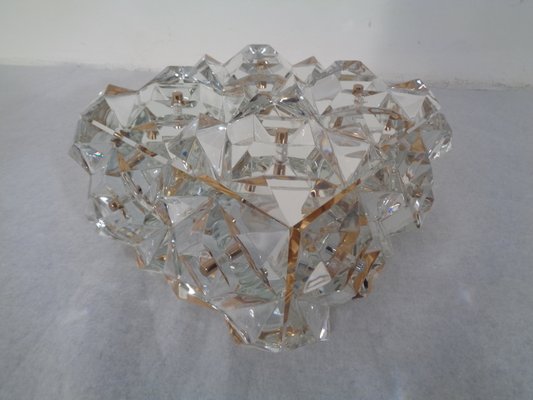 Gold-Plated & Crystal Glass Flush Mount Light from Kinkeldey, 1970s-RDW-692093