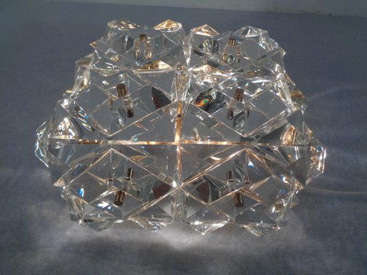 Gold-Plated & Crystal Glass Flush Mount Light from Kinkeldey, 1970s-RDW-692093