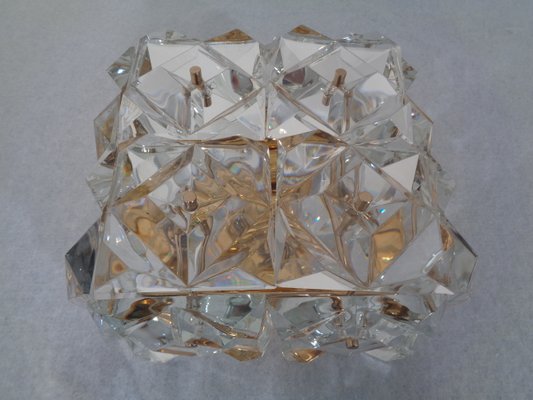 Gold-Plated & Crystal Glass Flush Mount Light from Kinkeldey, 1970s-RDW-692093