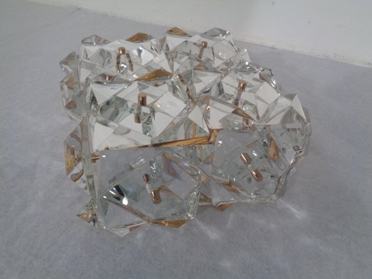 Gold-Plated & Crystal Glass Flush Mount Light from Kinkeldey, 1970s-RDW-692093