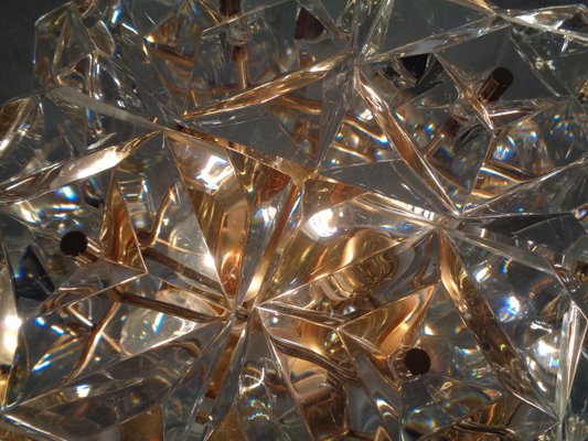 Gold-Plated & Crystal Glass Flush Mount Light from Kinkeldey, 1970s-RDW-692093