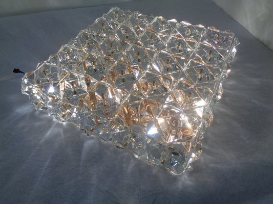 Gold-Plated & Crystal Glass Flush Mount Light from Kinkeldey, 1970s-RDW-692093