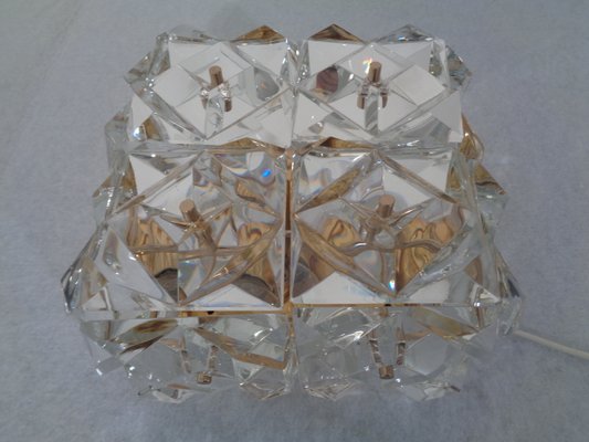 Gold-Plated & Crystal Glass Flush Mount Light from Kinkeldey, 1970s-RDW-692093