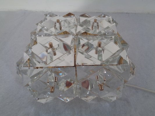 Gold-Plated & Crystal Glass Flush Mount Light from Kinkeldey, 1970s-RDW-692093