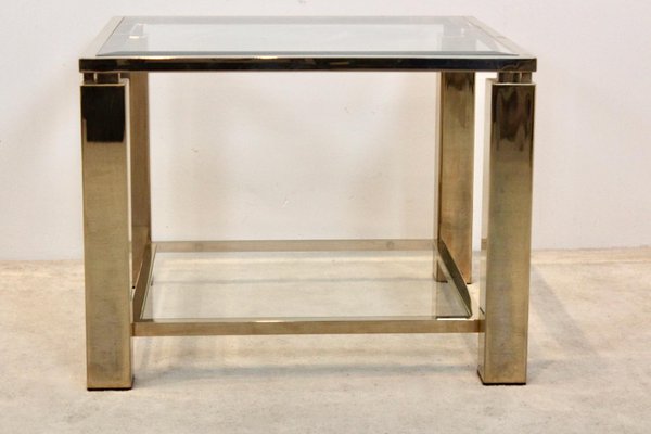 Gold-Plated Glass Side Table-MO-1158537