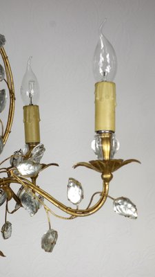 Gold-Plated Metal and Crystal Chandelier from Maison Bagues, 1970s-NGU-1786886