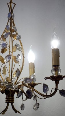 Gold-Plated Metal and Crystal Chandelier from Maison Bagues, 1970s-NGU-1786886