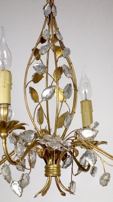 Gold-Plated Metal and Crystal Chandelier from Maison Bagues, 1970s-NGU-1786886