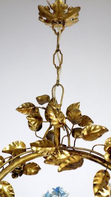 Gold-Plated Metal Flowers Wall Light, 1940s-NGU-1786895