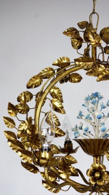 Gold-Plated Metal Flowers Wall Light, 1940s-NGU-1786895