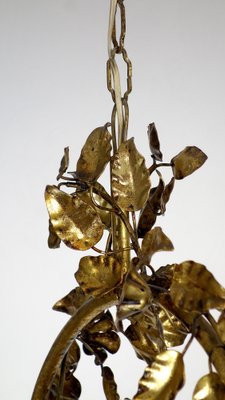 Gold-Plated Metal Flowers Wall Light, 1940s-NGU-1786895