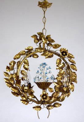 Gold-Plated Metal Flowers Wall Light, 1940s-NGU-1786895