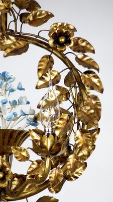 Gold-Plated Metal Flowers Wall Light, 1940s-NGU-1786895