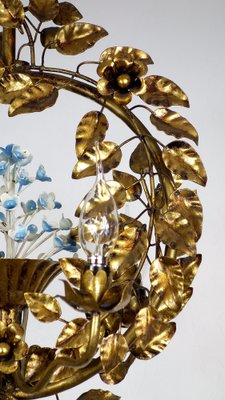 Gold-Plated Metal Flowers Wall Light, 1940s-NGU-1786895