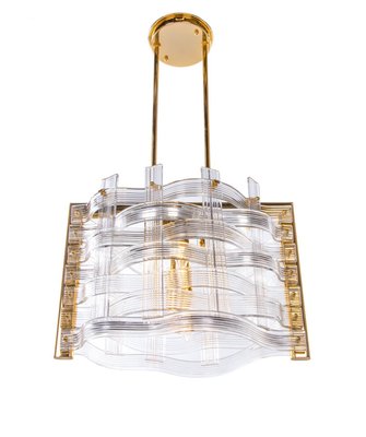 Gold Plated Nastri Murano Glass Chandelier from Venini, Italy-DEK-932441